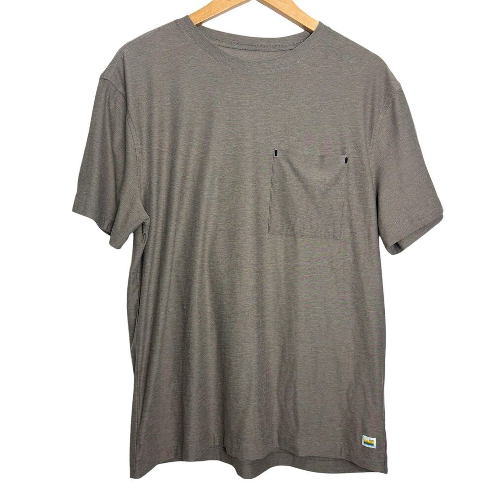 Vuori Short Sleeve Strato Pocket Tee Sz Medium Relaxed Fit Taupe Heather Stretch - Picture 2 of 10